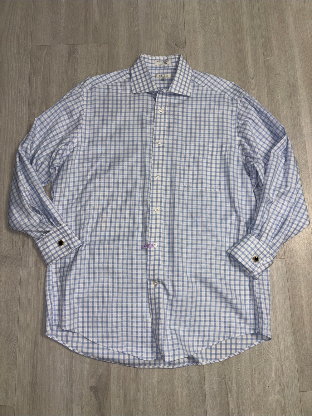 🔥BUNDLESALE Mens 16.5 L Faconnable Checked Dress Cuff Link Shirt